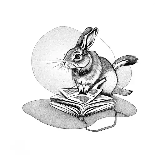 A Book Read By A Rabbit Wearing A Magicians Hat