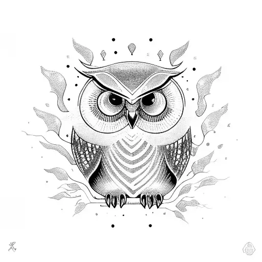 Owl With Lightning In The Background