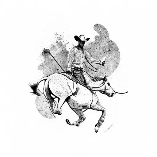 Cowboy On Horse With Psychedelic Galaxy