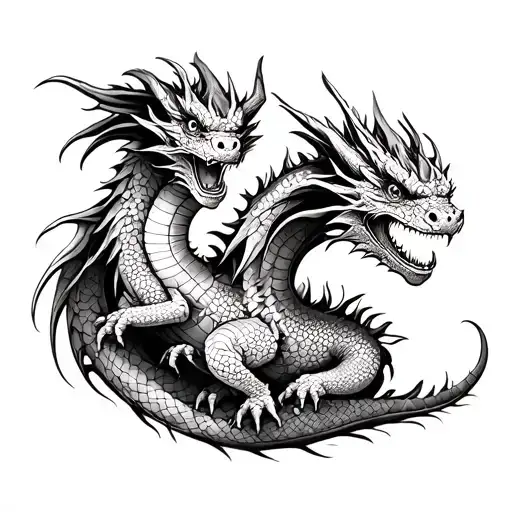 Mama Dragon With One Baby Dragon Wrapped