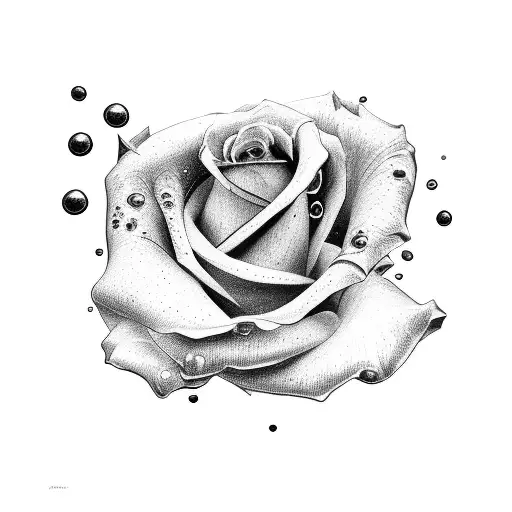 Girl With A Rose In Her Hand And Blood Drops Out Of Her Heart