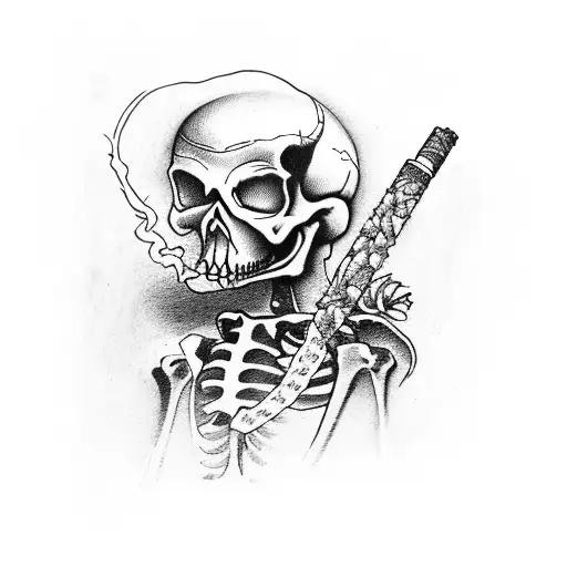 A Thrasher Skeleton Smoking A Joint