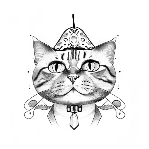 Cartoon Cat With Mariachi Sombrero