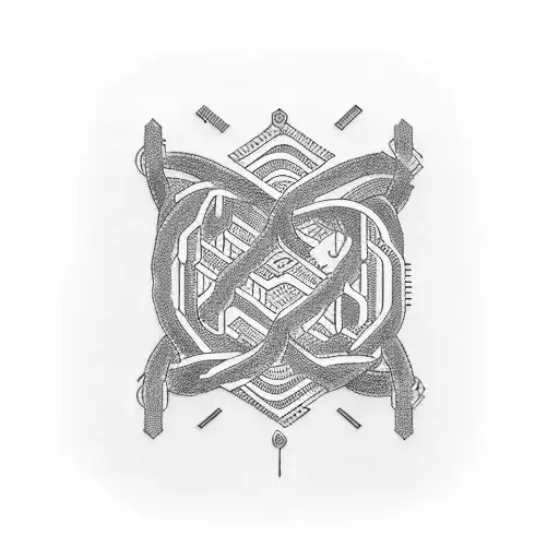 Design A Minimalist Tattoo Featuring The Chinese Love Character Intertwined With Engineering Symbols