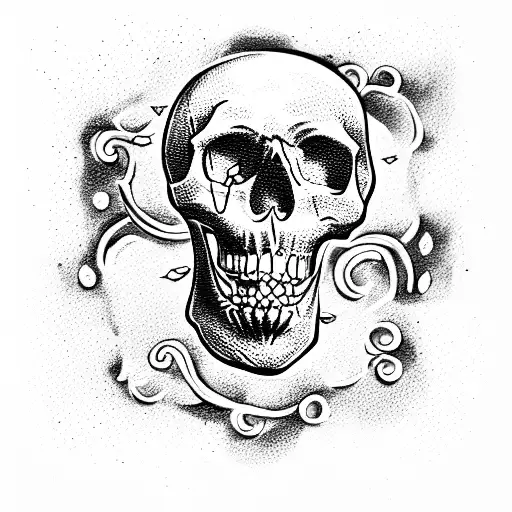 Happy Skull With Cigarret Un Mouth