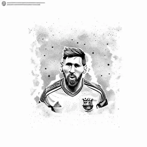 A Dotwork Portrait Of Messi Holding The World Cup