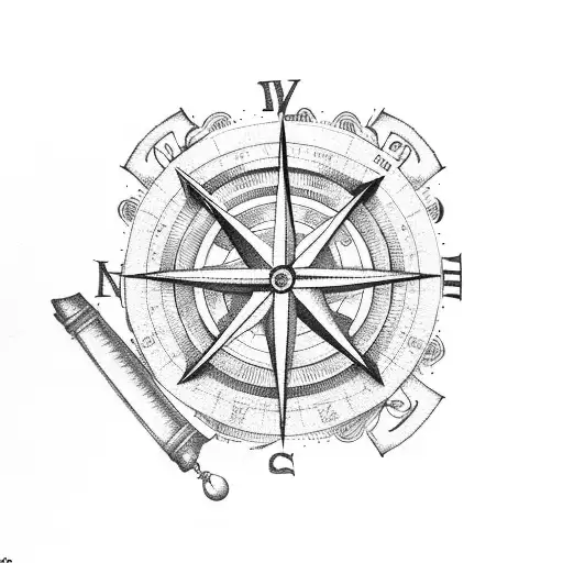 Ship Wheel And Compass