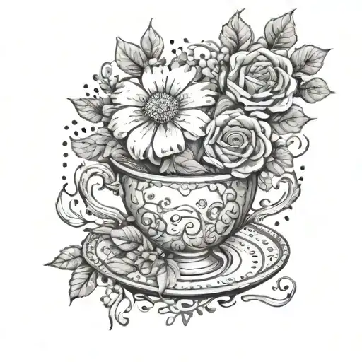 Tea Cup Hourglass Flowers Wrapped And Blooming