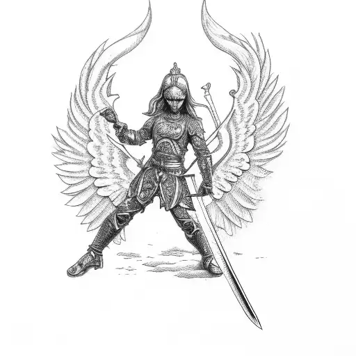 Angelic Figure Holding A Sword In One Arm