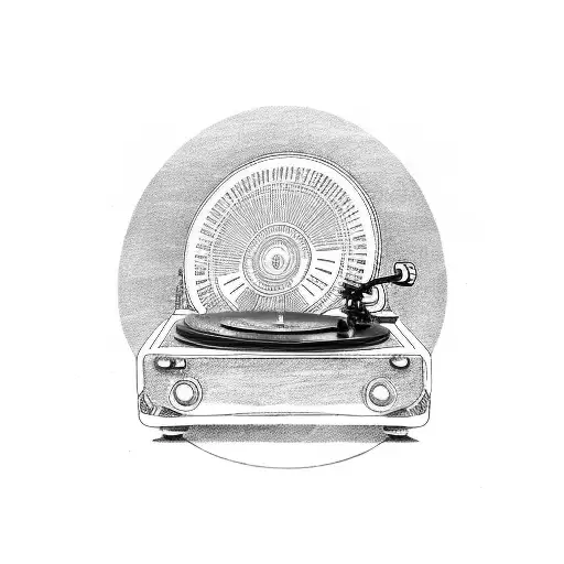 Vinyl Record Player Inside A Vintage Car