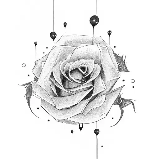 Girl With A Rose In Her Hand And Blood Drops Out Of Her Heart