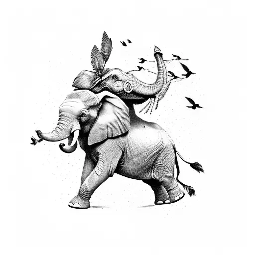 April And Elephant With Doves