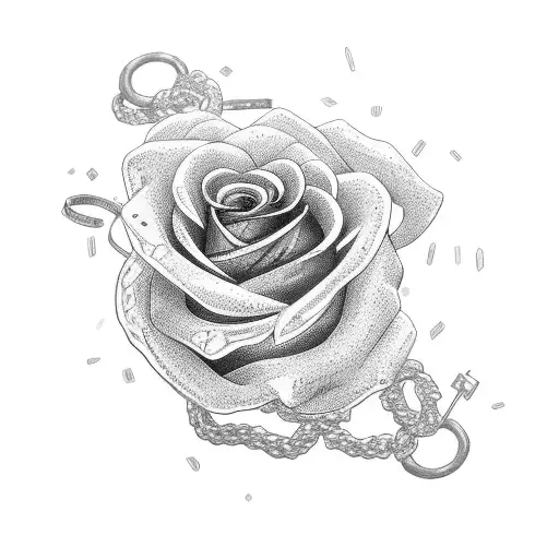 A Pink Rose Intertwined With Motorbike Chains