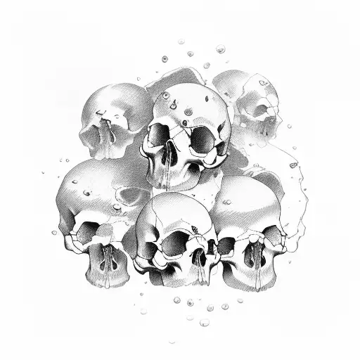 A Pile Of Skulls With Money Pouring Out Of Their Eye Sockets