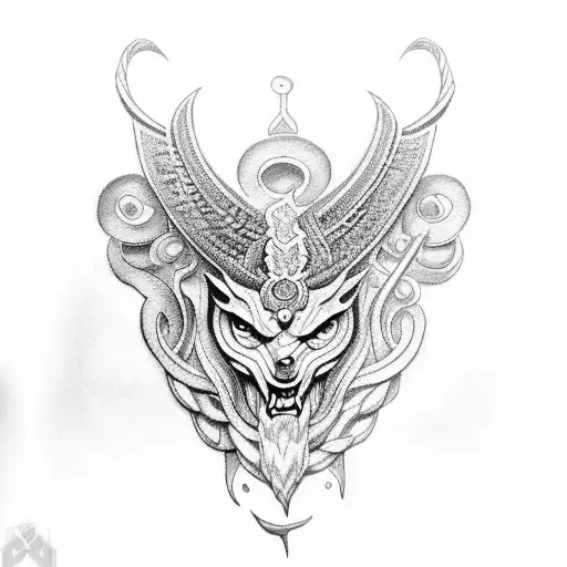 An Intricate Dotwork Tattoo Of A Greek Mythological Creature Representing Strength And Determination