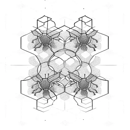 Honey Bee Hive With Hexagons