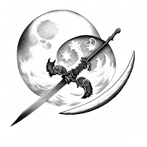 Sword With Moon And Fire