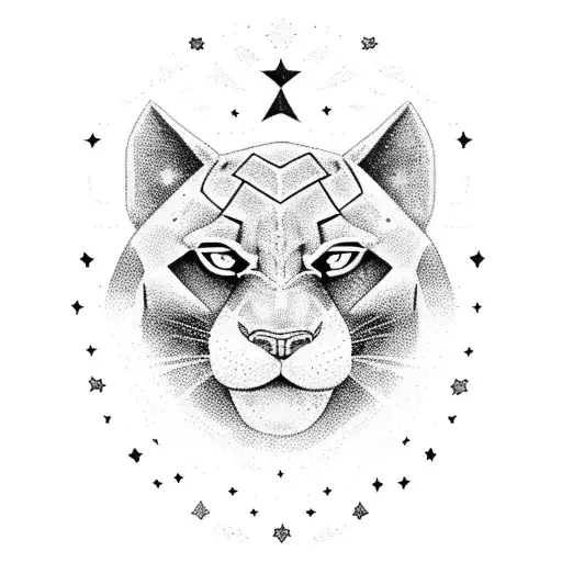 A Magical Scene Of A Black Panther Under A Starry Sky In East African Landscape