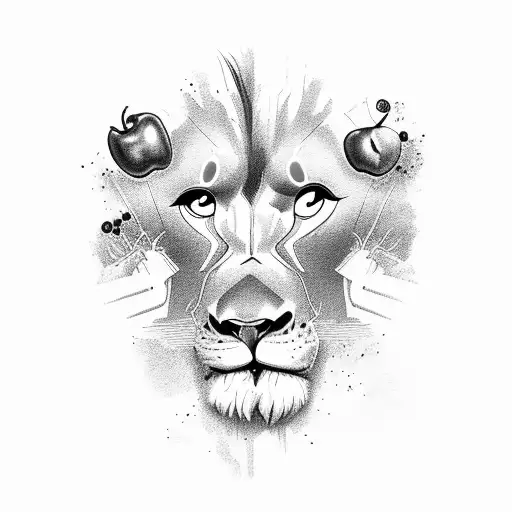 Lion Adam And Eve Biting An Apple Disappearing