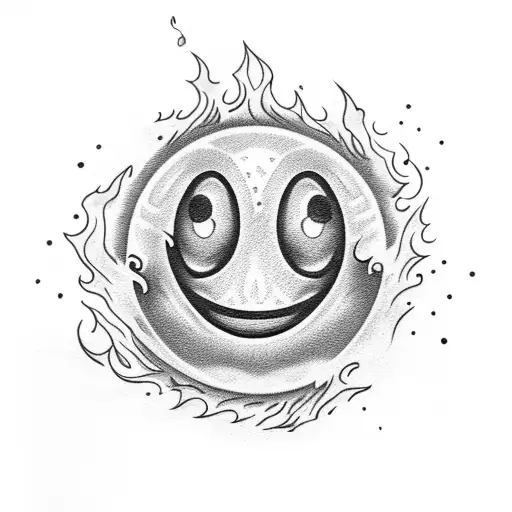 Yellow Smiley Face Melting In Fire