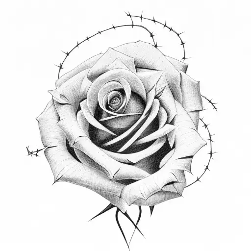 Rose With Cursive Writing Coming Off Thorns
