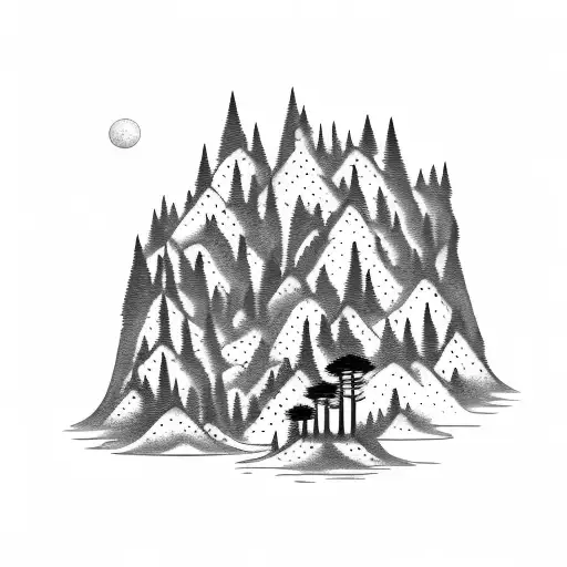 Pinion Tree Forrest With A Mountain In The Background