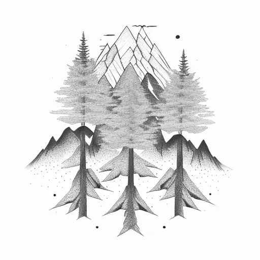 Pinion Tree Forrest With A Mountain In The Background