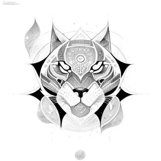 A Black Panther With Cosmic Patterns And Celestial Symbols