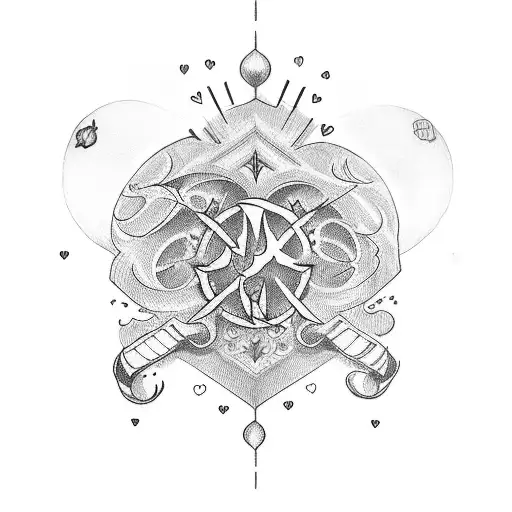 Small Tattoo With The Roman Numeral Three And 3 Small Hearts