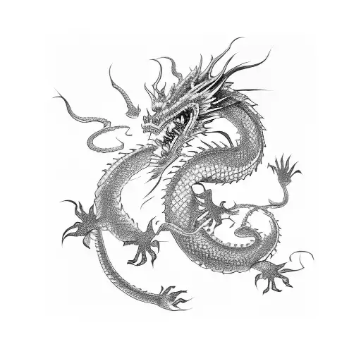 Dragon And Japanese Warrior Killing Dragon