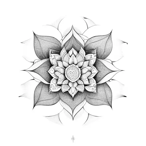 Lotus Flower Mandala With Delicate Linework