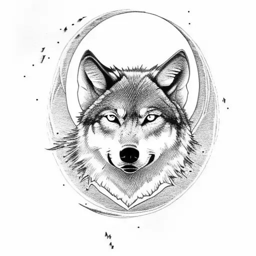 An Old Country Music-inspired Tattoo With A Wolf Howling At The Moon