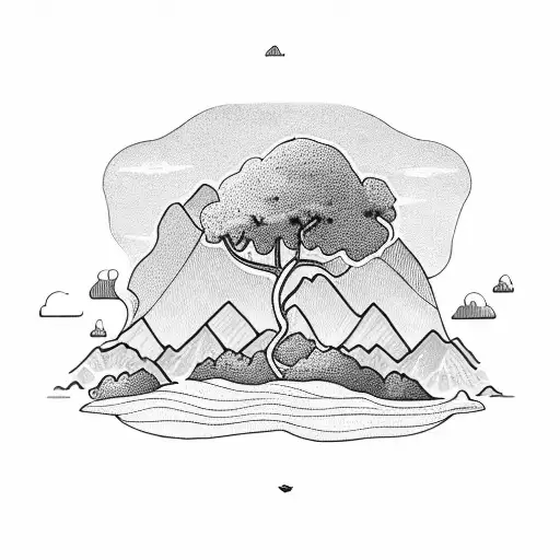 A Coffee Bean Plant Growing Towards The Sky With Mountains In The Background