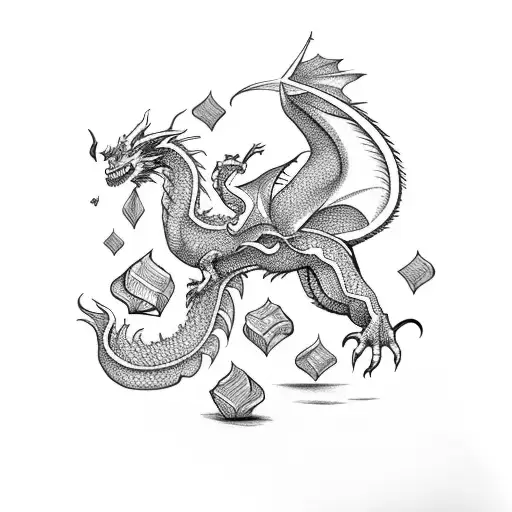 Stack Of Books With Dragon