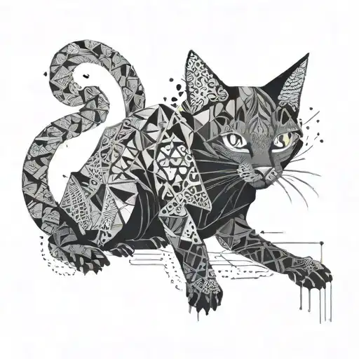 A Cat With Intricate Geometric Patterns Inspired By Nature Elements