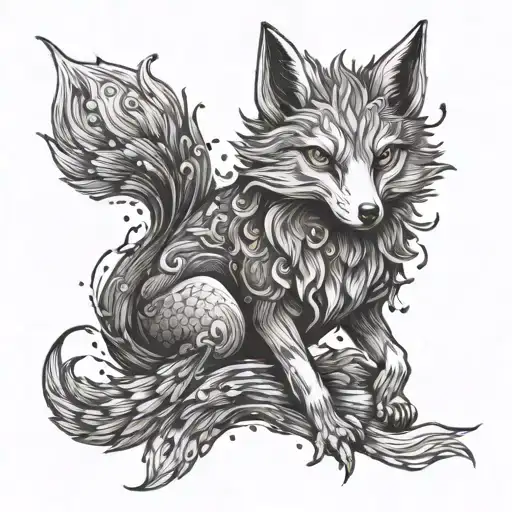 Kitsune With Nine Tails Fox