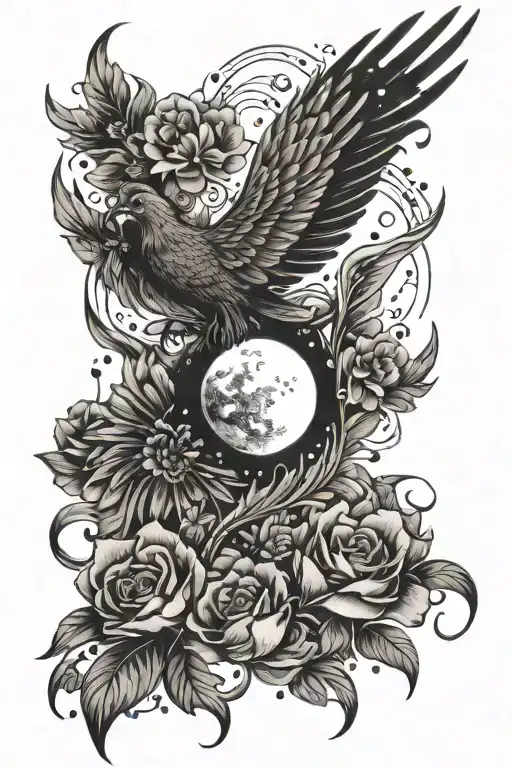 Phoenix Flowers Moon Spiritual Journey