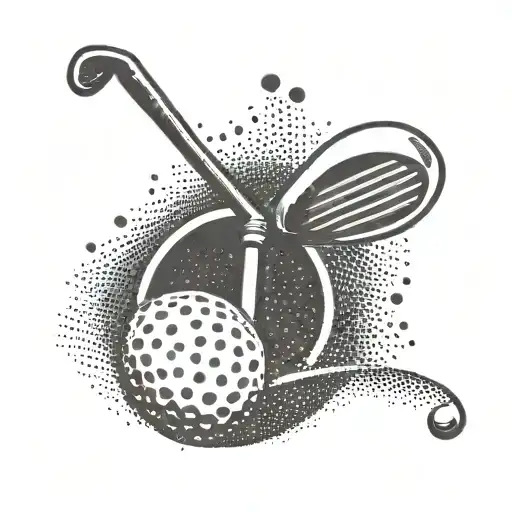 A Golf Club Swinging Through A Dotted Golf Ball