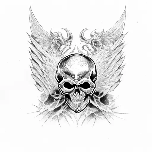 Skull With Demon Wings