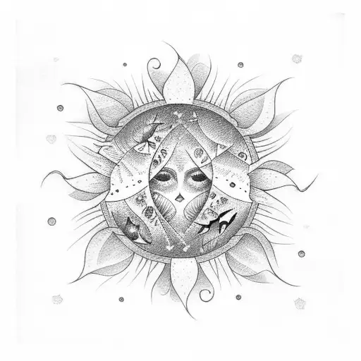 A Number With Butterflies Around And Sun