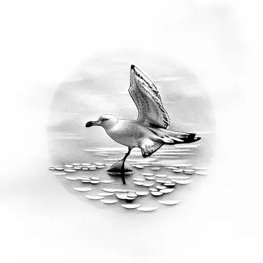 Seagull With Water Lily