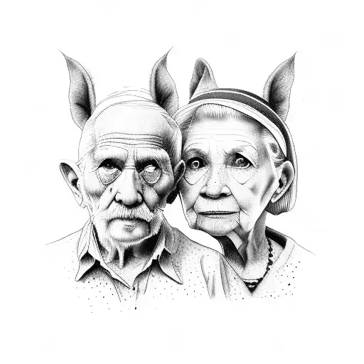 Two Old Persons And One Dog