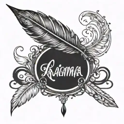 Create A Tattoo Design Of A Quill Pen Writing Out A Famous Kdrama Quote In A Calligraphy Style