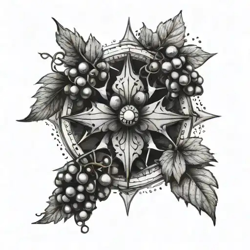 A Cluster Of Grapes Morphing Into A Compass Rose