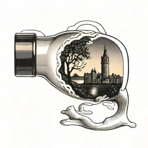 Wine Bottle With Sunset