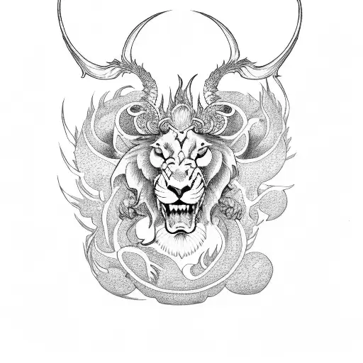 Lion Dragon Goat Cherry Blossom Koi Fish