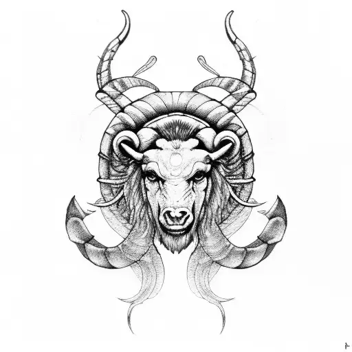 Aries Tattoo Black & White Painting
