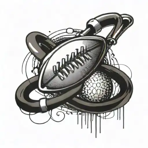 A Rugby Ball Morphing Into A Stethoscope With A Heartbeat Line Wrapping Around It