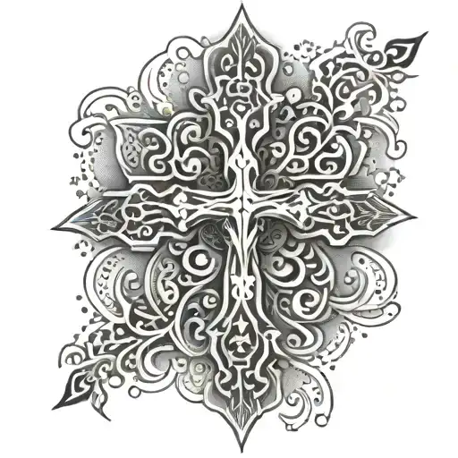 Cross With Intricate Patterns And Symbols Representing Faith