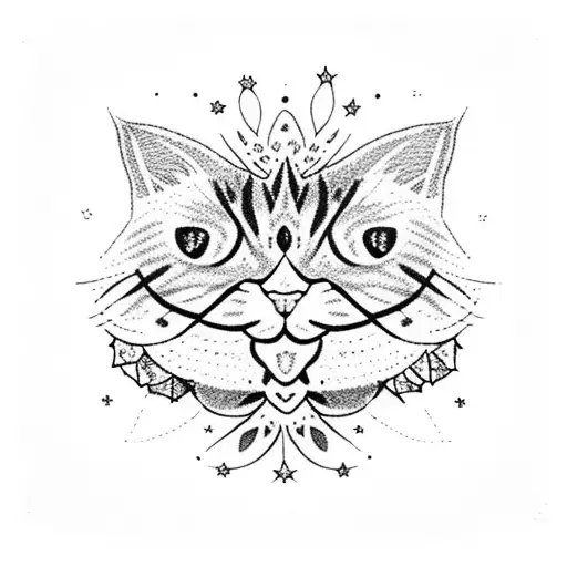 Cat With Flower Some Stars